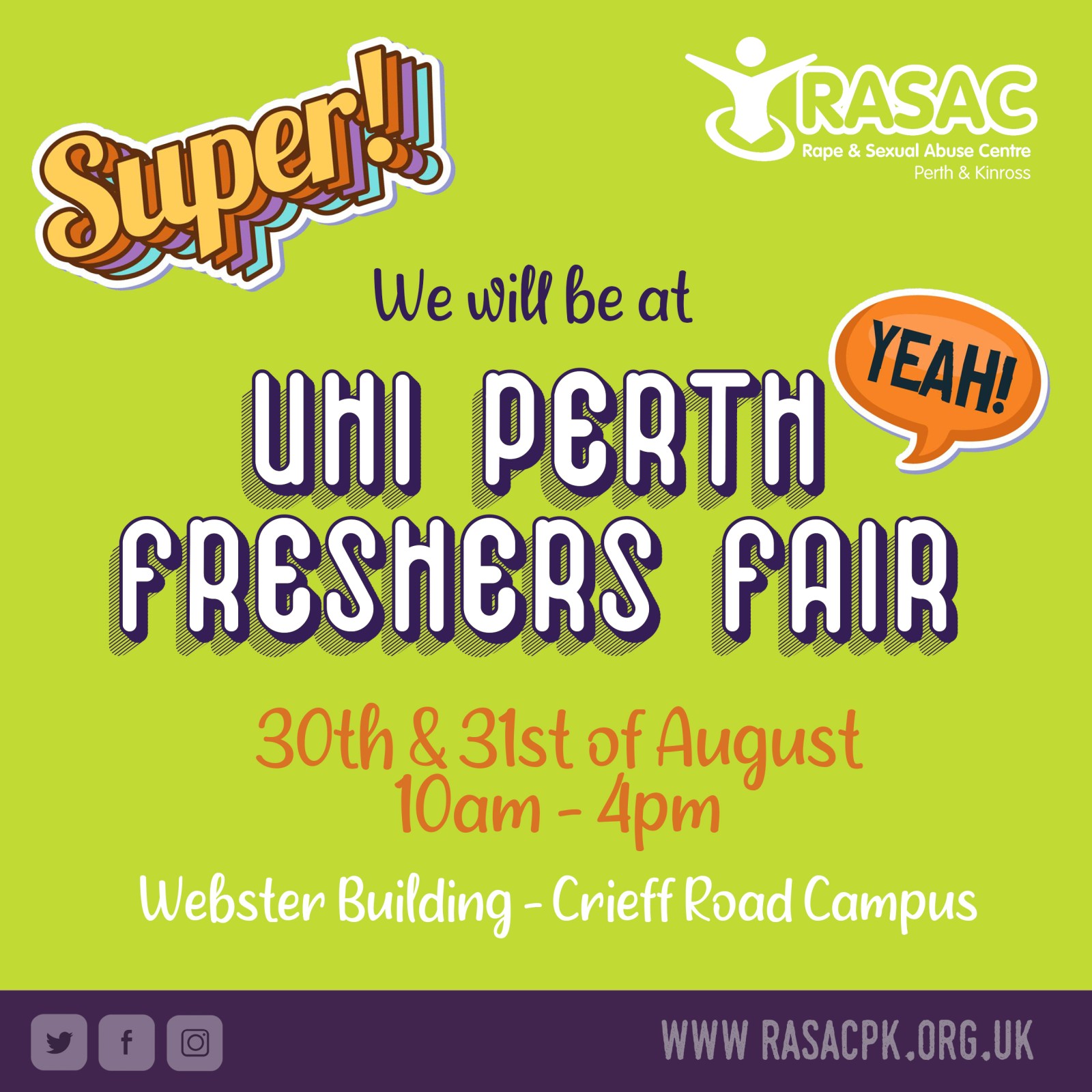 Freshers Fair at UHI Perth Latest News RASAC Perth & Kinross