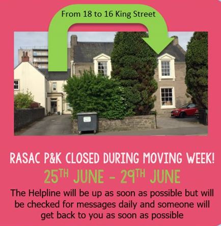 RASAC P&K Closed during moving week 25th to 29th June